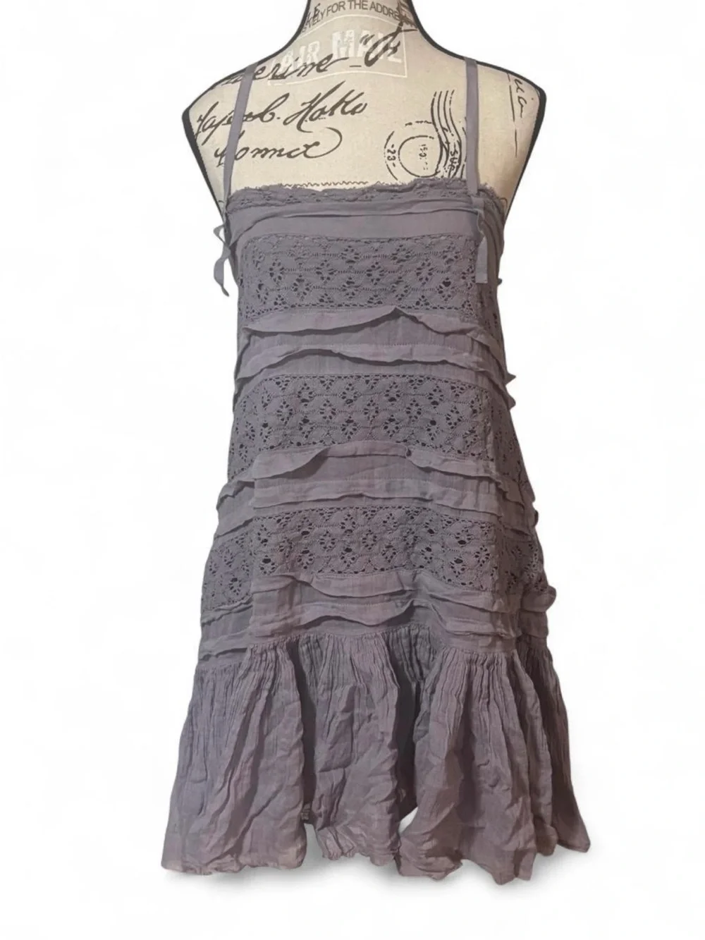 Free People Lavender Boho Lace Mini Dress S